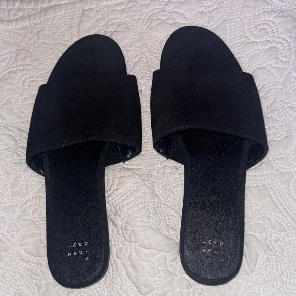 a new day Black Slide Sandals